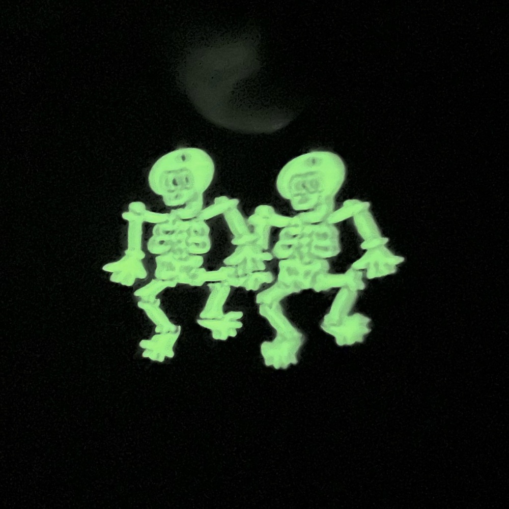 VTG Avon "NR" Skeleton Dance Glow-in-the-Dark 1993 Articulated Dangle Earrings